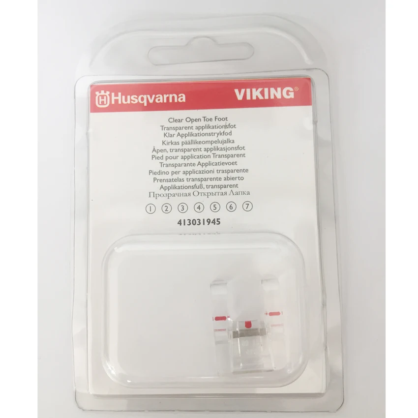 Clear Open Toe Presser Foot #4130319-45 For Viking Husqvarna Sewing Machine Group 1-7 (413031945)