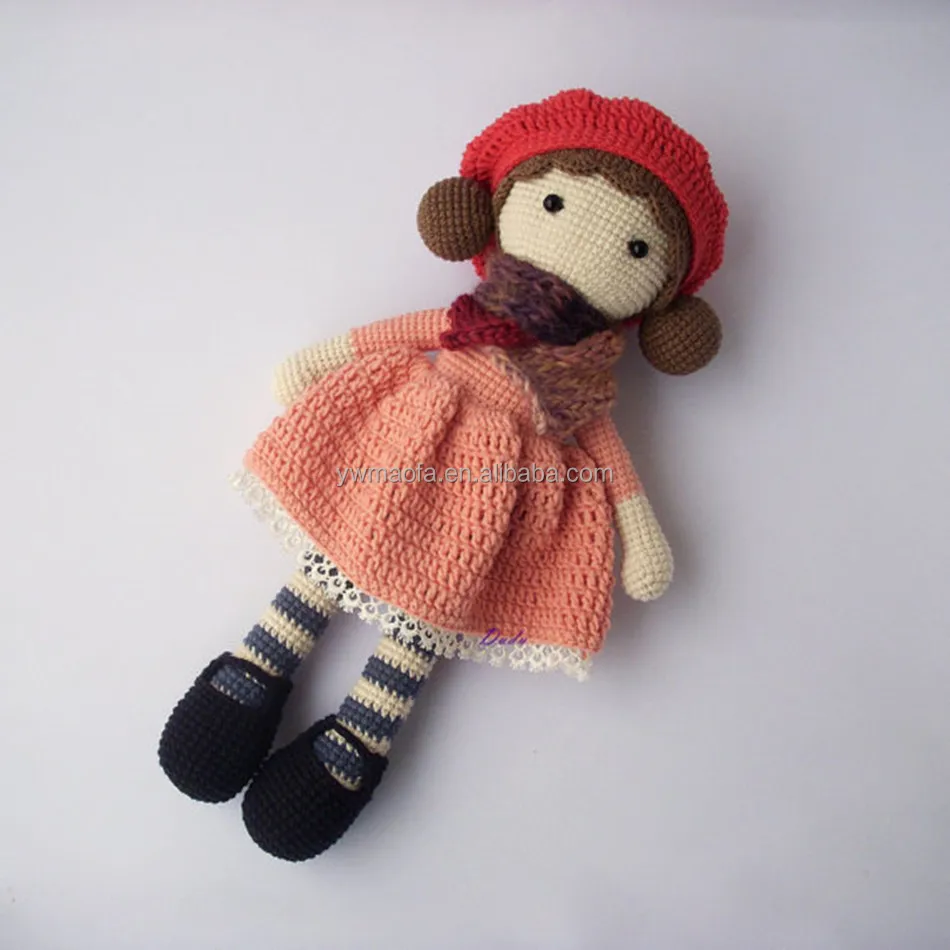 High Quality 100% Handmade Cotton Yarn Crochet Girl Dolls Toys Infant Knitted Gifts Amigurumi Toy