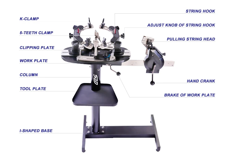 GLS-16405 vertical stand manual badminton tennis racket string winding tying stringing machine