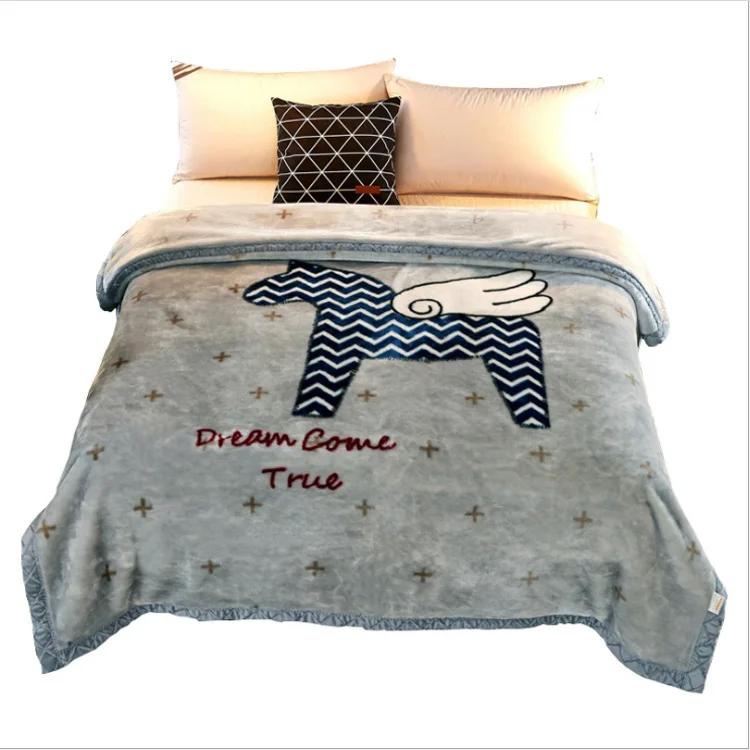 Korean style blanket super soft thick raschel printed mink baby blanket for dubai