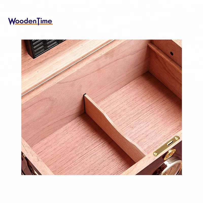 Factory Price customized cedar wood premium handmade humidor with real veneer wooden cigar humidor box