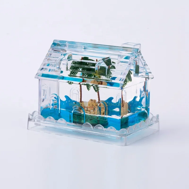 Decoration Gift House Shape Desk Organizer Liquid Filled Paperweight