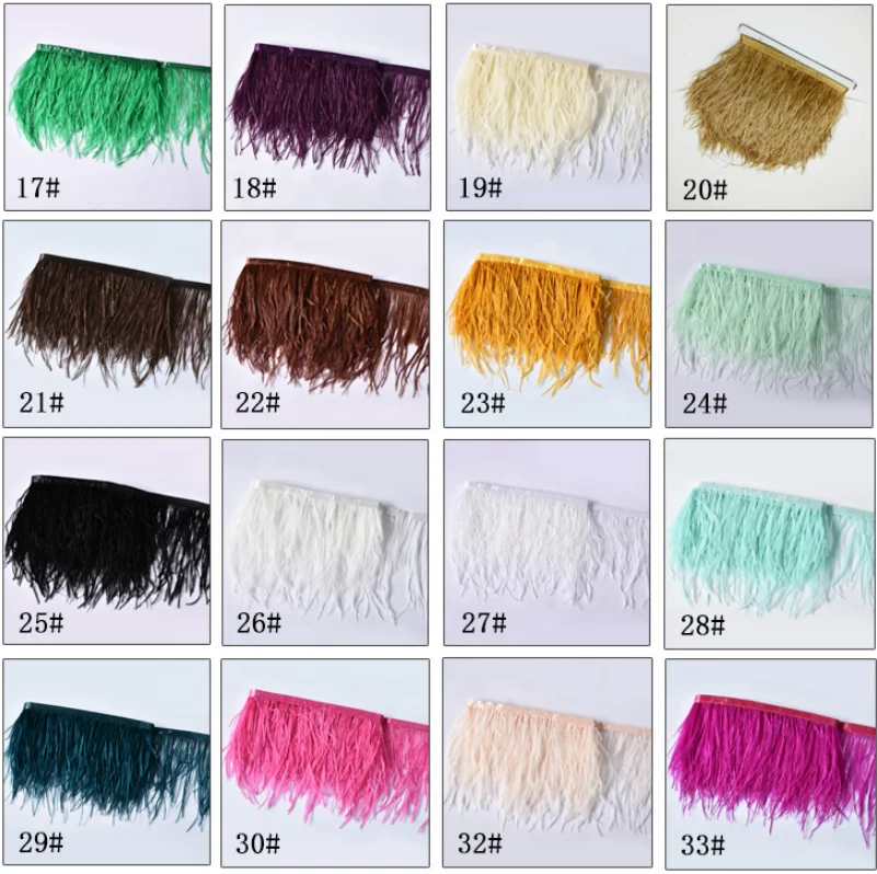 Artificial synthetic colorful gold ostrich feather fabric trimming for decorative skirt