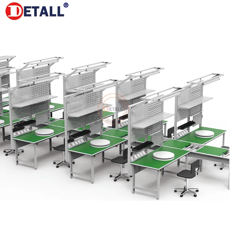 Detall Electric Assembly Line Workbench With Electric Belt Conveyor