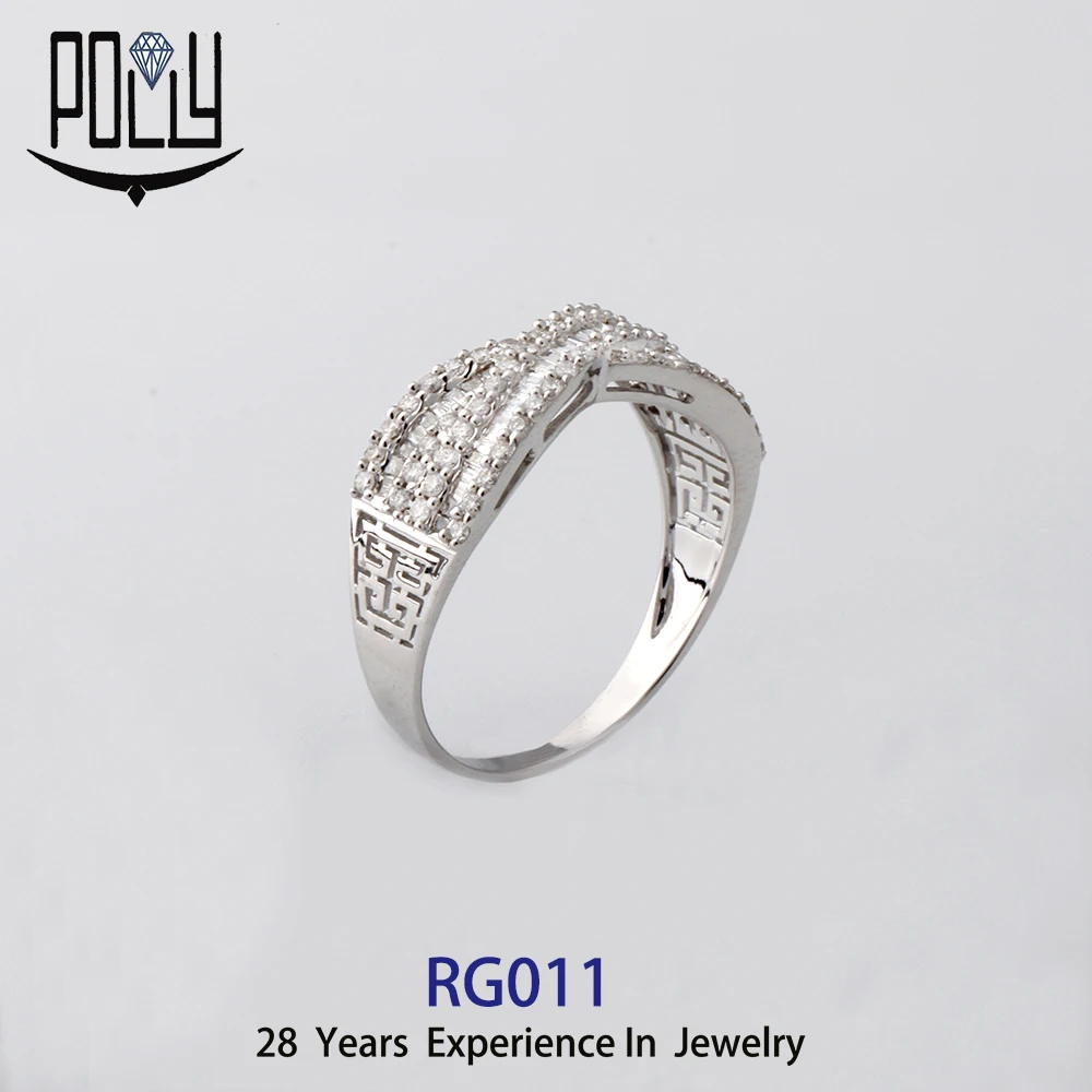 Real Diamond Wedding Dubai 18K Gold Ring  for  Women Jewelry