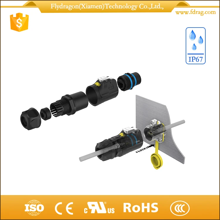 8pin 2 порт ip65 ip67 панели крепление кабеля ethernet rj45 разъем