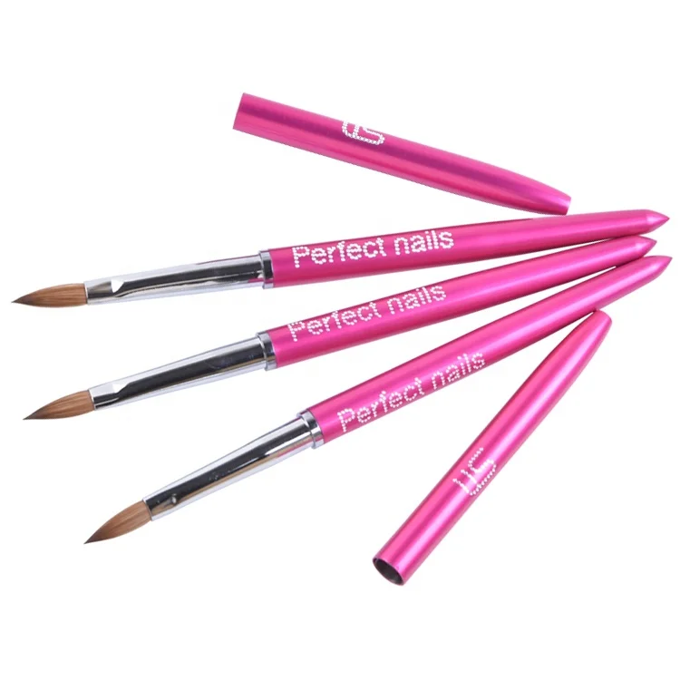 Высококачественная красивая дизайнерская металлическая ручка, 100% чистый колонковый ворс, Германия, соболиная кисть, овальная акриловая кисть для дизайна ногтей