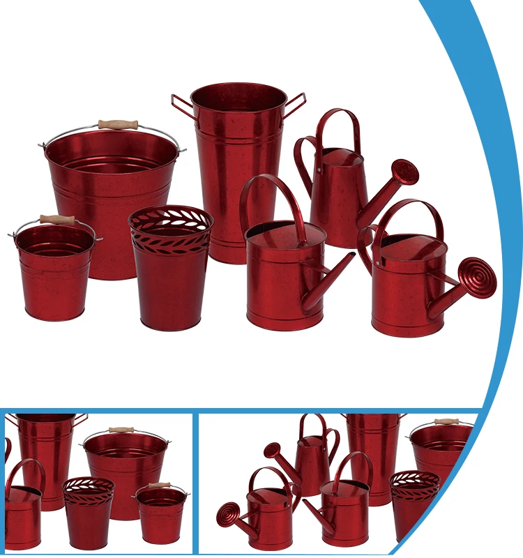Garden bucket set watering pot metal barrel color Metal galvanized Garden Accessories flower pot planter outdoor container