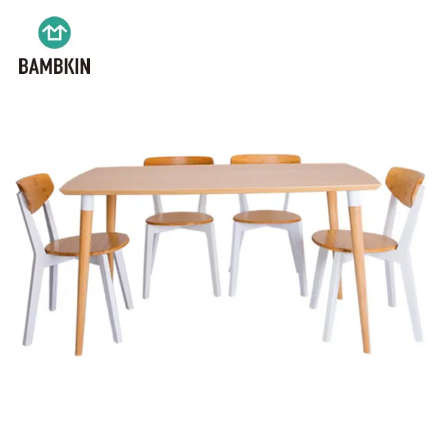 
BAMBKIN bamboo furniture kitchen dining room table and chair set for 4/6 five-pieces rectangle dining table set 