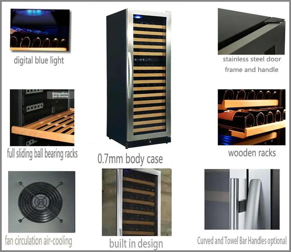 
155 Bottles Dual Zone Wine Cooler Fridge with Compressor Cooling System 