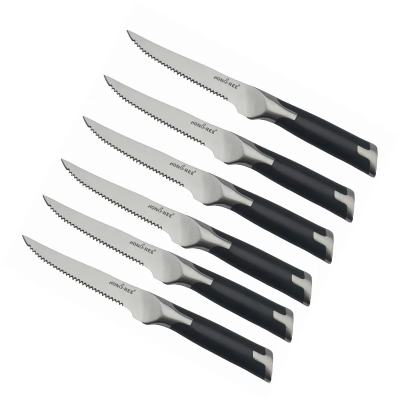 
hand made Stainless Steel kitchen knives steak knife set buy steak knives set of 6 with 430 ABS handle 