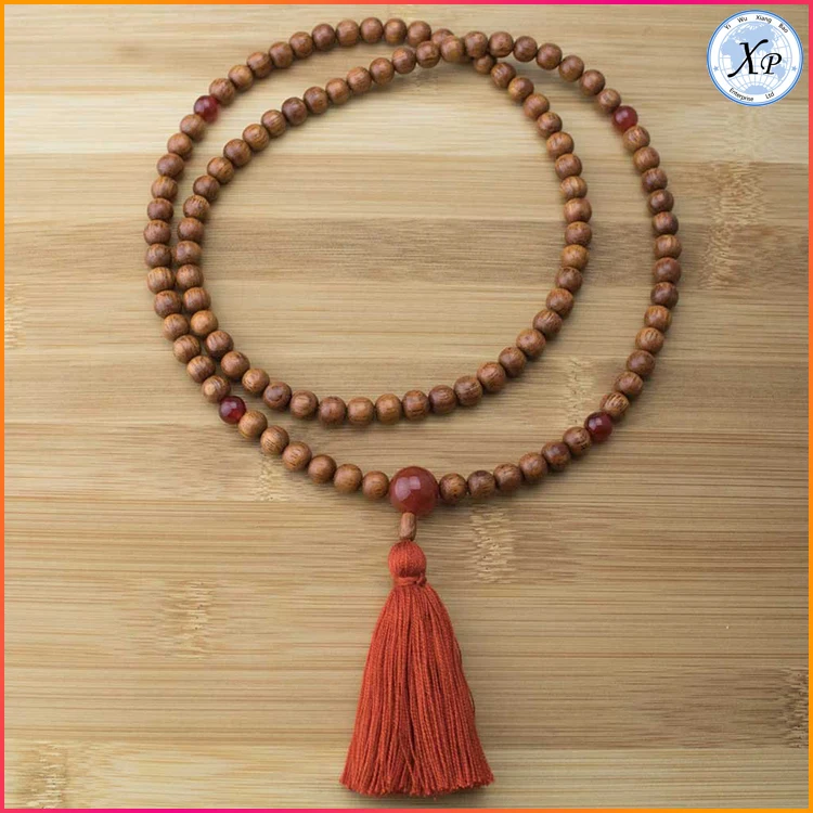Wholesale Wood Necklace Mala Beads Wooden Beads Tassel Necklace