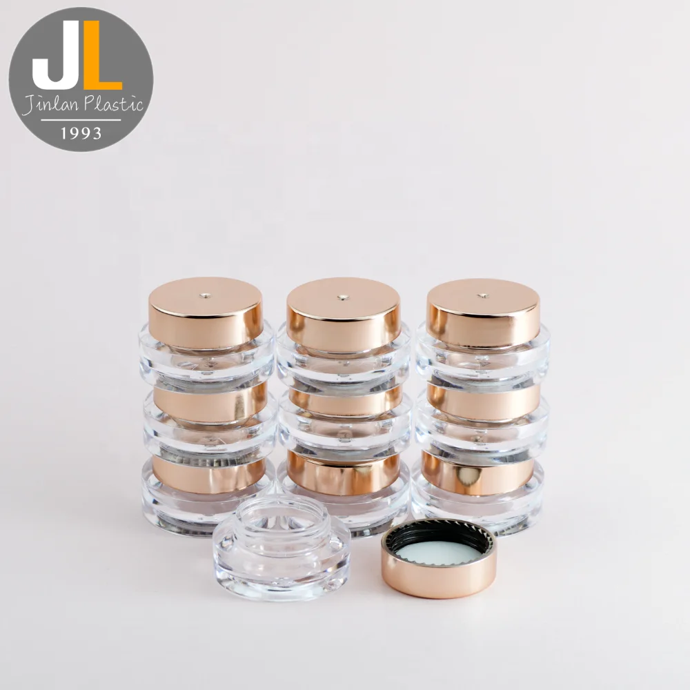 Low Moq Round Cosmetic Packaging Gold Skin Care Cream Container 3g Double wall Cosmetic Jar