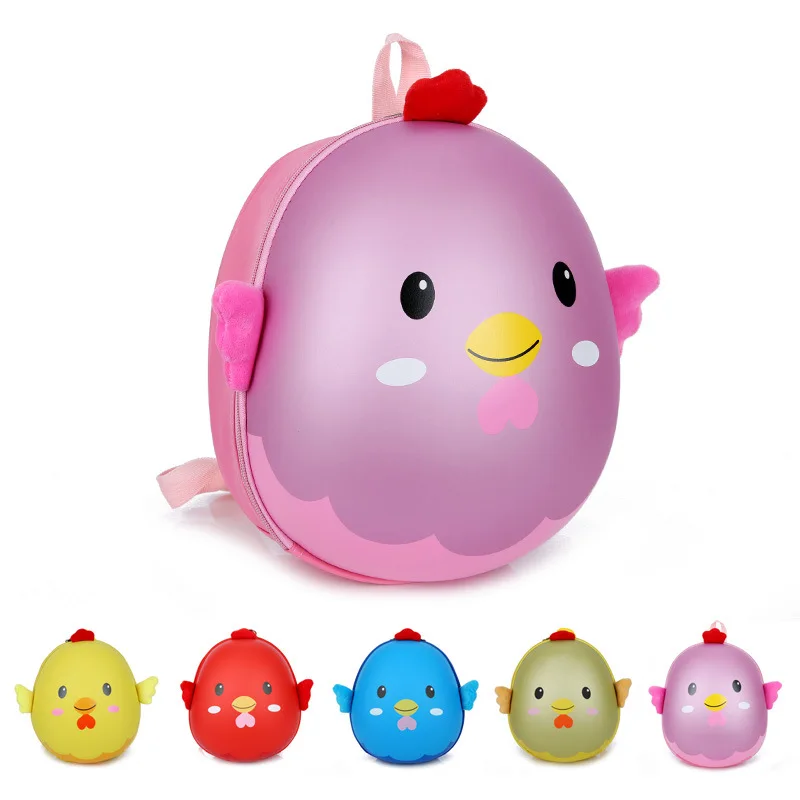 Promotional Cute 3D Hard Shell Solid Chicken Pattern Kids Bag Custom Kindergarten School Packs