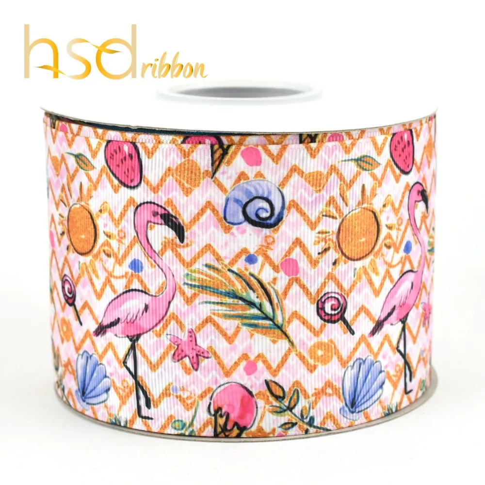 HSDRibbon Custom Printed Summer style Pattern heat transfer printed grosgrain ribbon animal ribbon