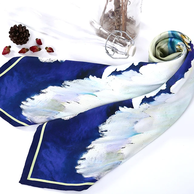 Factory wholesale scarf hand made new design digital printing style silk scarf