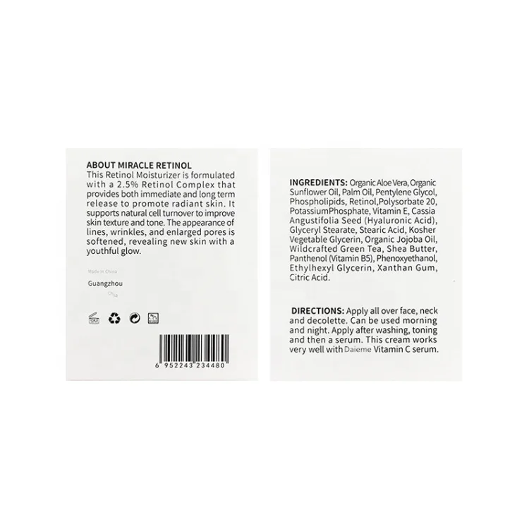 
Retinol Moisturizer Cream for Face, With Hyaluronic Acid, Vitamin E and Green Tea 