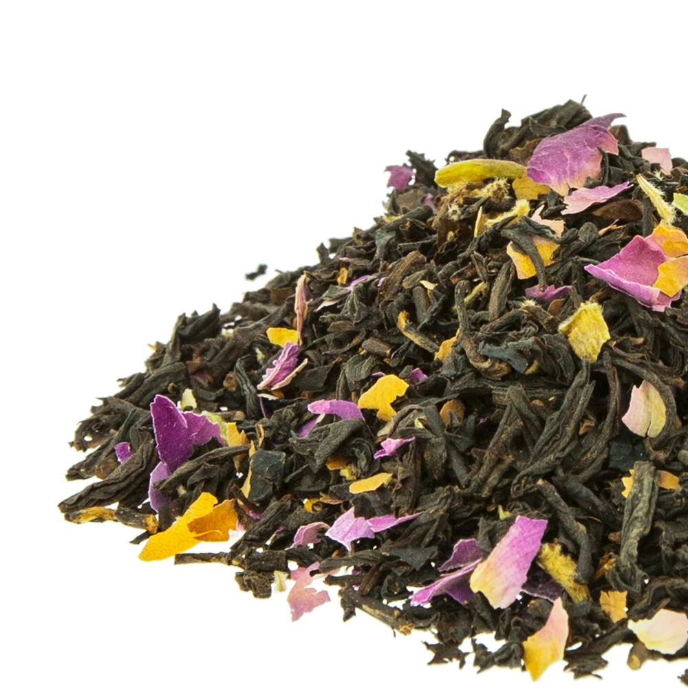 Organic Custom Qicha Loose Tea Blend Dried French Rose Bud Petals Flower Black Loose Tea Flavored Blended Sencha Tea