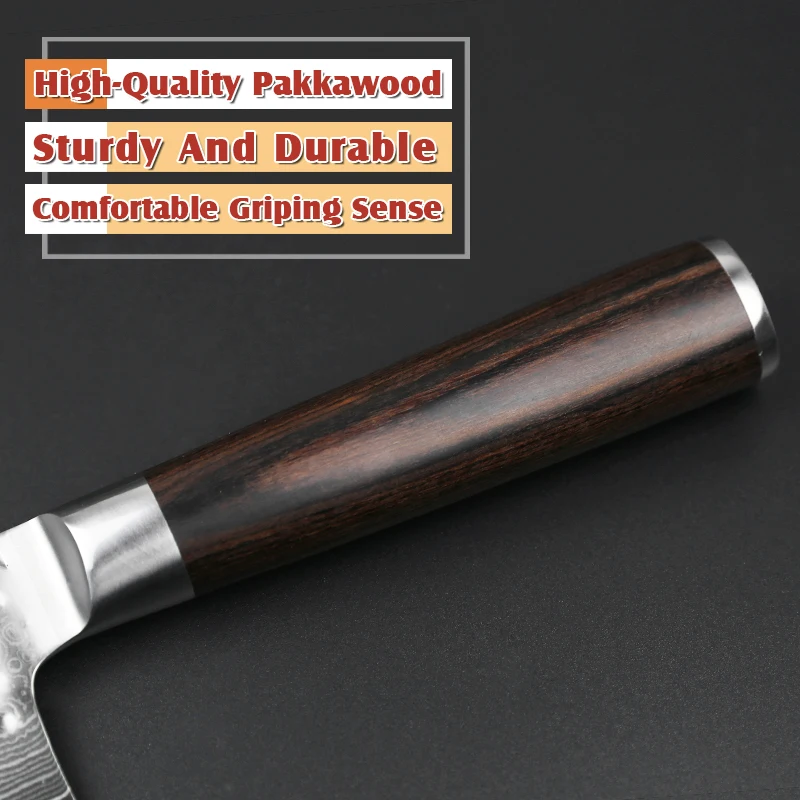 Professional Japanese Damascus Stainless Steel Kitchen Chef Knife 9 Inch Carbon Steel Pakka Wood Handle