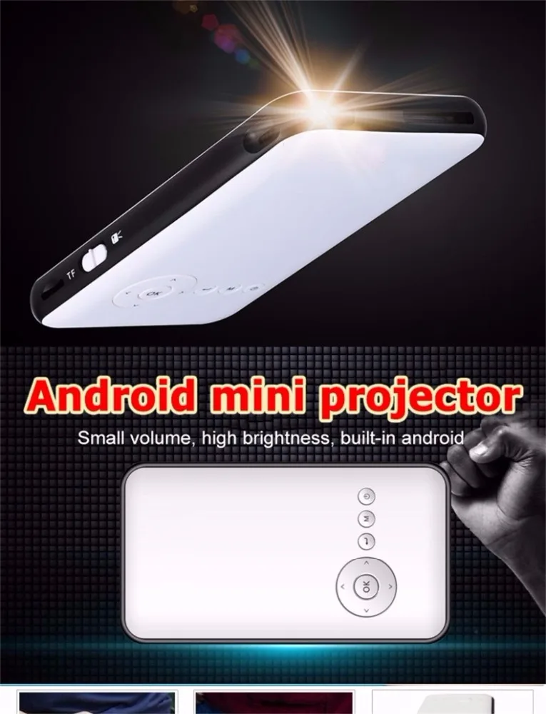 Factory price M6 Android 1GB 8GB ultra-thin and pocket size design laser led home theater projector