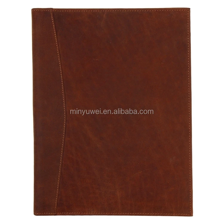 
Vintage leather portfolios dark brown presentation file folders with pockets fashion office gifts item genuine leather hot 