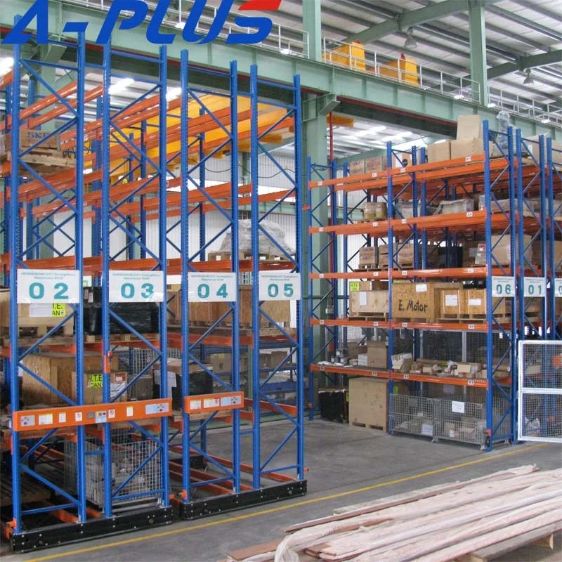 Electrical Movable High Bay Pallet Racking With Guide Rail For All Goods Storage From Nanjing A-plus warehouse storage use quality goods