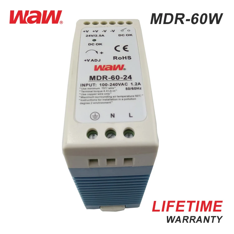 WODE Industrial 24 Volt 2.5A 60W Waterproof Switching Power Supply