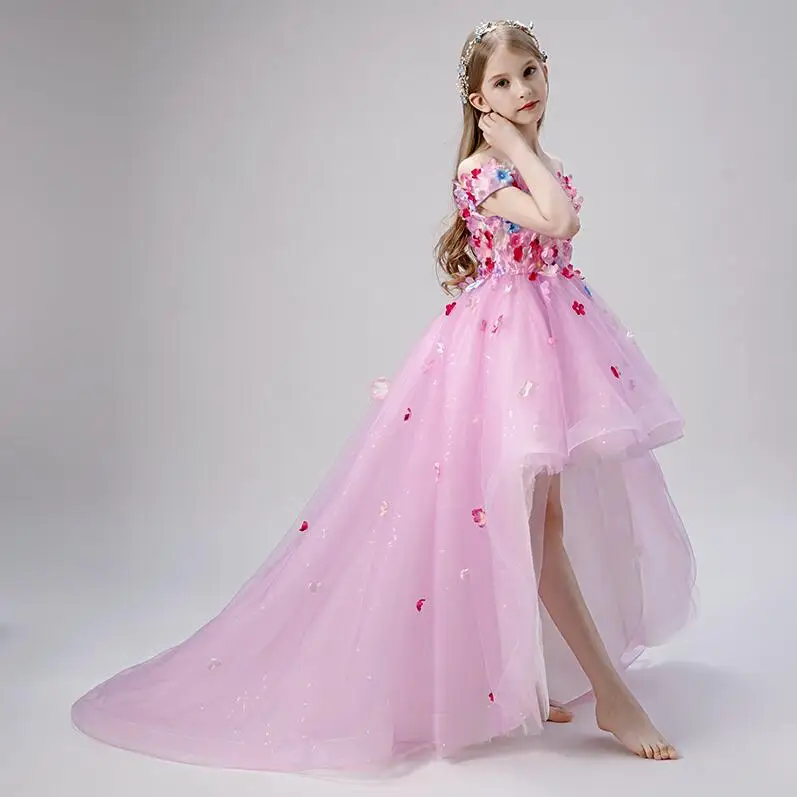 new arrived unique Princess girl flower long party dress fashion USA boutique shop dress baby girls party