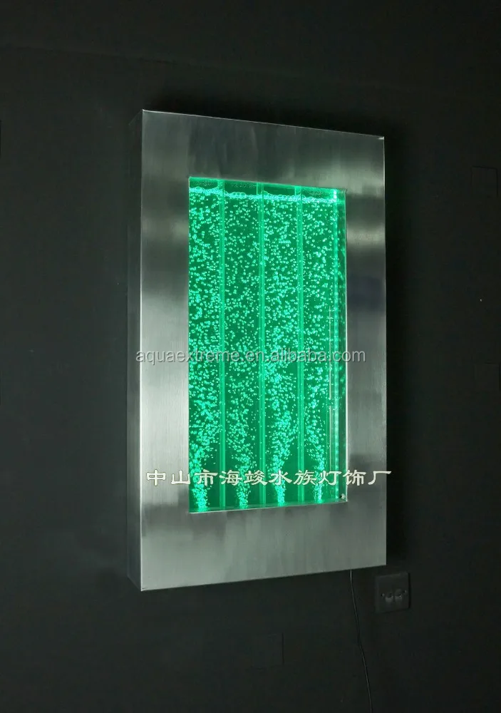 Wall mounted LED water bubble wall, stainless steel frame bubble panel