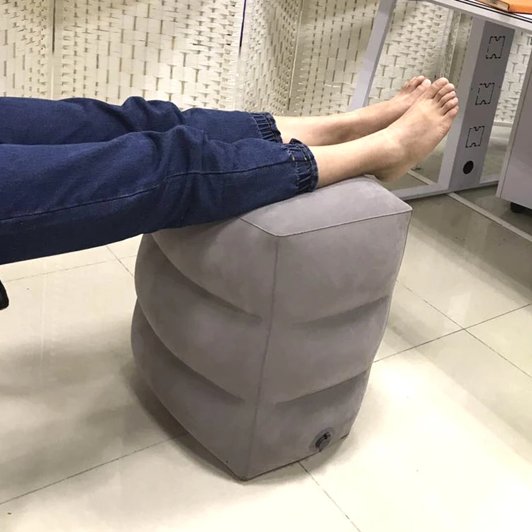 Airgoods PVC Flocking Car Travel Inflatable Foot Rest Cushion For Leg Rest