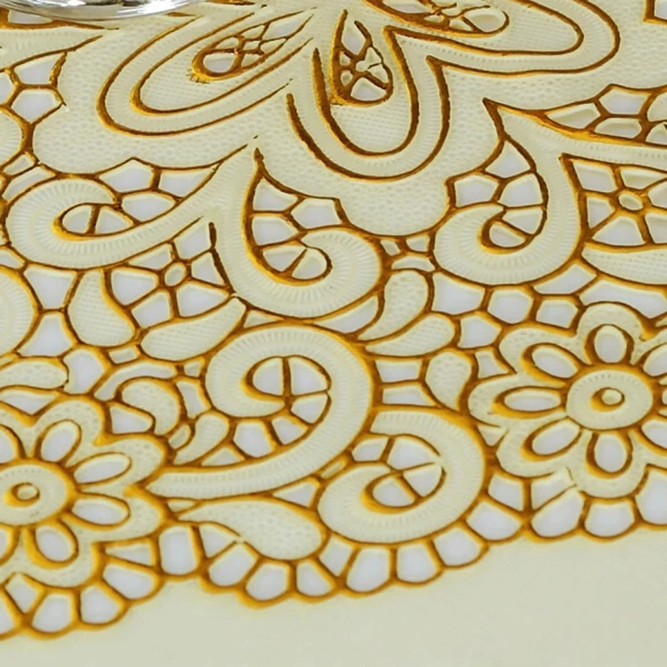 50cm* 20m Golden/Silver coated PVC/Vinyl fine long lace table cloth