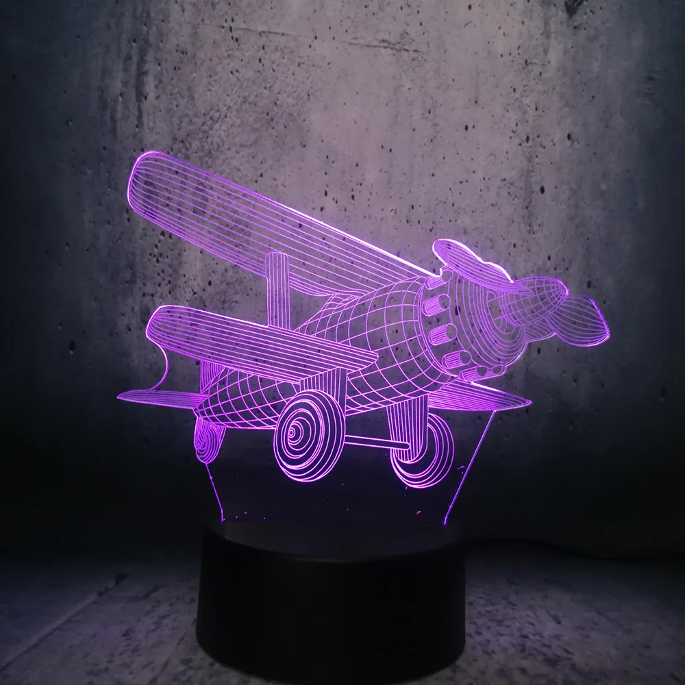 3D propeller air plan Aircraft Model Cool RC Toy Creative Night Light Touch LED Illusion Table desk bedside lamp Decor kids Toy