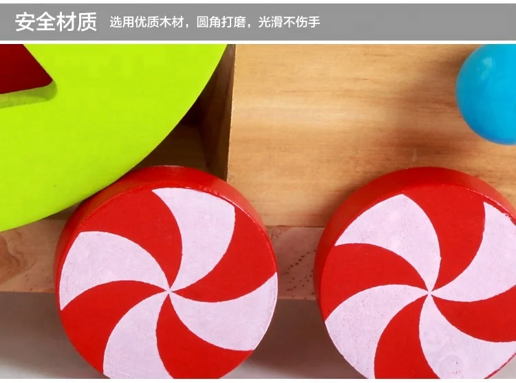 wholesale Children wooden Educational String duck pulling car toys with shape sort blocks toys for kids WPT008