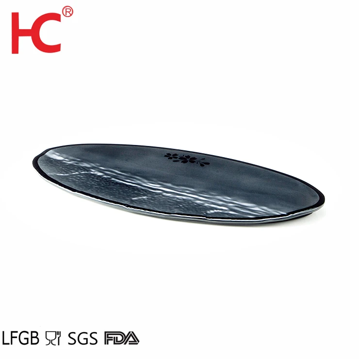 Marble sushi serving tray large black 100% melamine oval charger plate