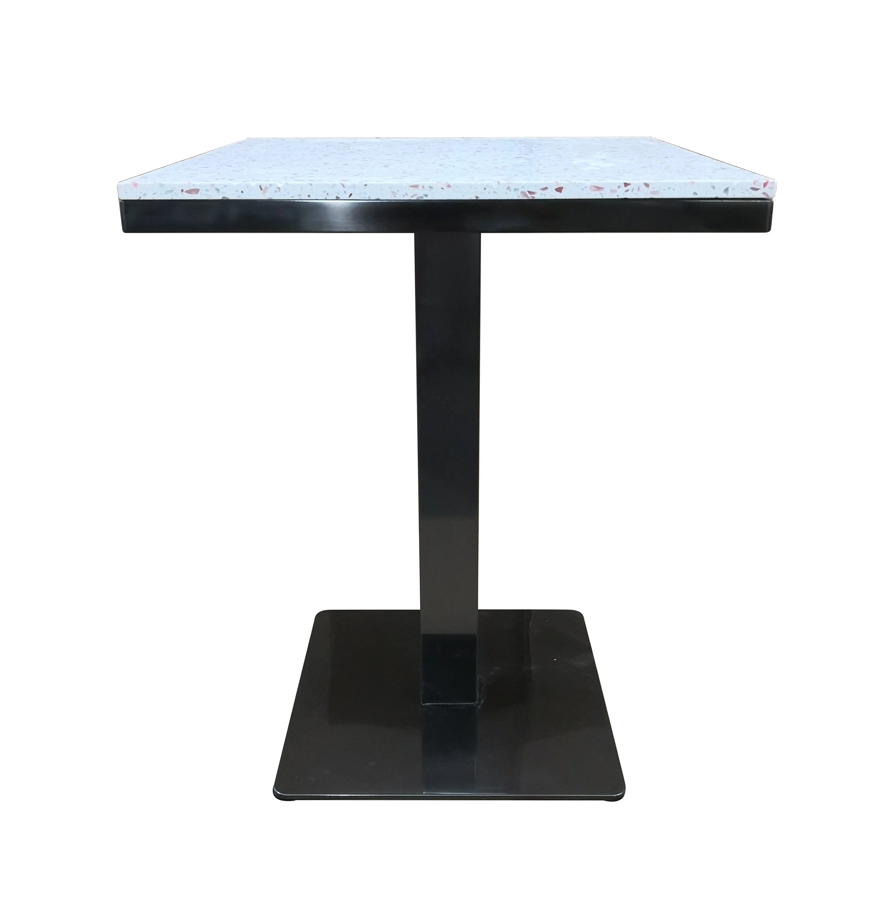 
Modern Artificial marble dining table set black stainless steel dining table square table restaurant furniture 