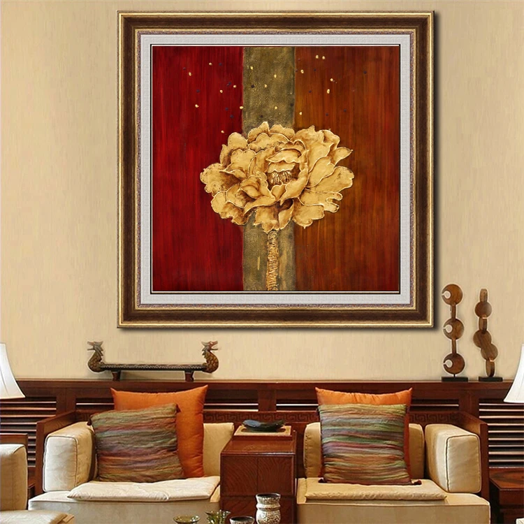 50% off  Existing samples gold foil rose flower art and craft canvas oil painting