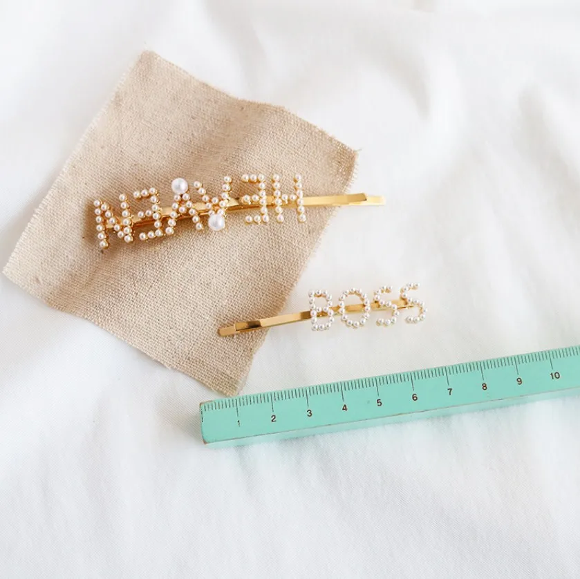 XL1-1 Trade assurance INS pearl letter smiley hairpin network red girl hairpin clip bangs clip Korea word clip hair accessories