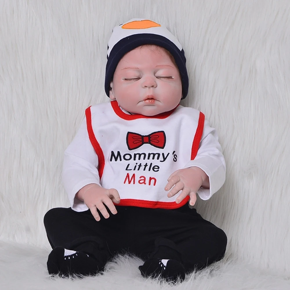
Sleeping Reborn Doll Full Body Silicone Vinyl 23 inch Reborn Silicone Baby Dolls That Drink Milk Diy Toys 