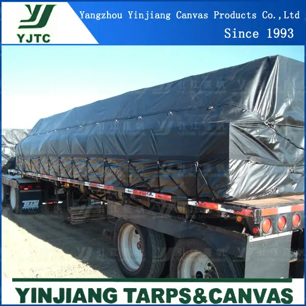 
Heavy duty vinyl coated fabric flatbed lumber tarps of 24X27 with 8ft flap 