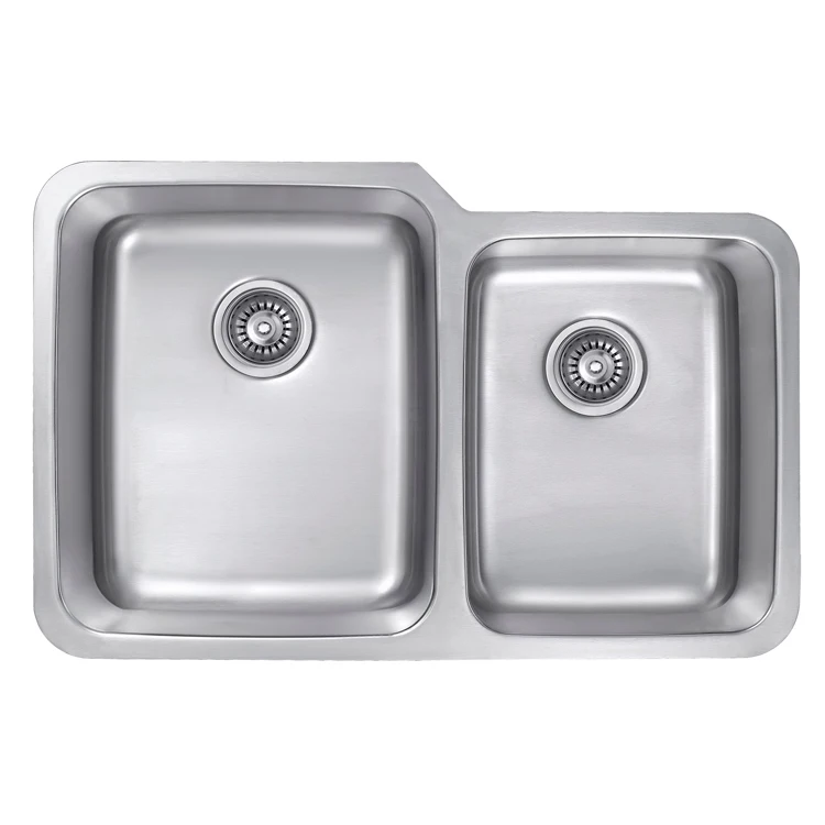 Custom Design stainless steel double bowl kitchen sink with drainboard