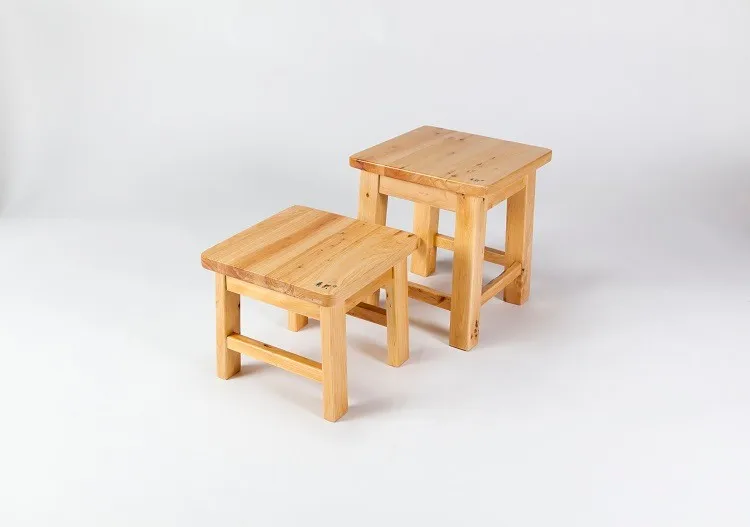 China made natural color wooden square stool for children hot sale small wood stool