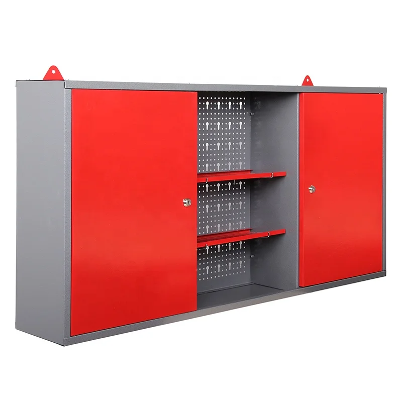 Стальной настенный шкаф-органайзер с 2 полками и замком