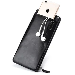 Hot Sale Eco Friendly Custom Zipper Long Pu Leather Men Slim Card Holder Rfid Wallet