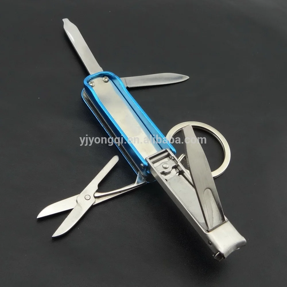 Portable Keychain Nail Clippers Nail File Pocket Knife with Scissors 5 Stainless Steel Folding Functions Accessories for Travel