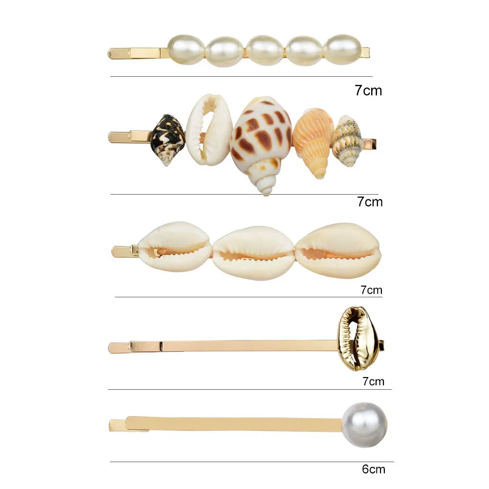 
2019 Summer Women Hair Accessories Sea Shell Bobby Pin 5pcs/Set For Jewelry Gifts Hair Clip 