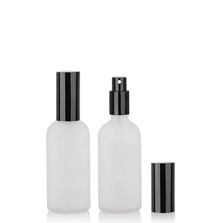 HeLun Luxury 100ml Empty Clear Frosoted Glass Perfume Bottles with Aluminum Spray Cap