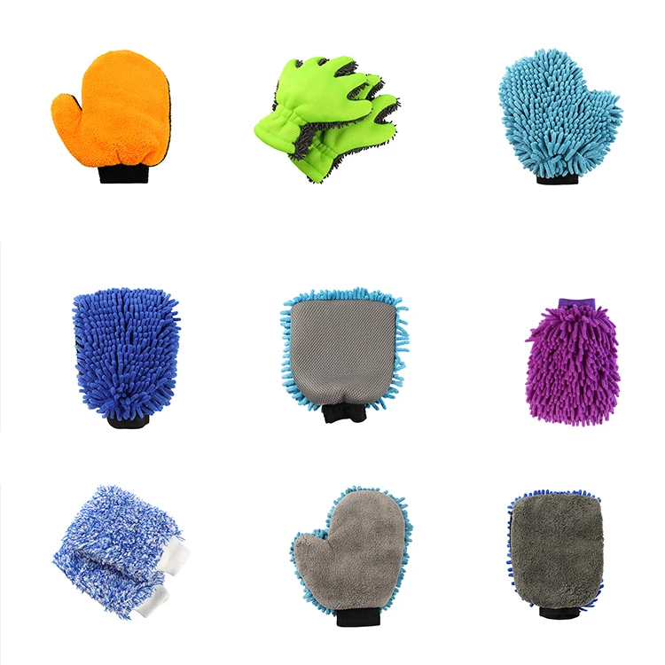 Multi purpose scratch-free microfiber waterproof car clean wash mitt gloves with 5 fingers