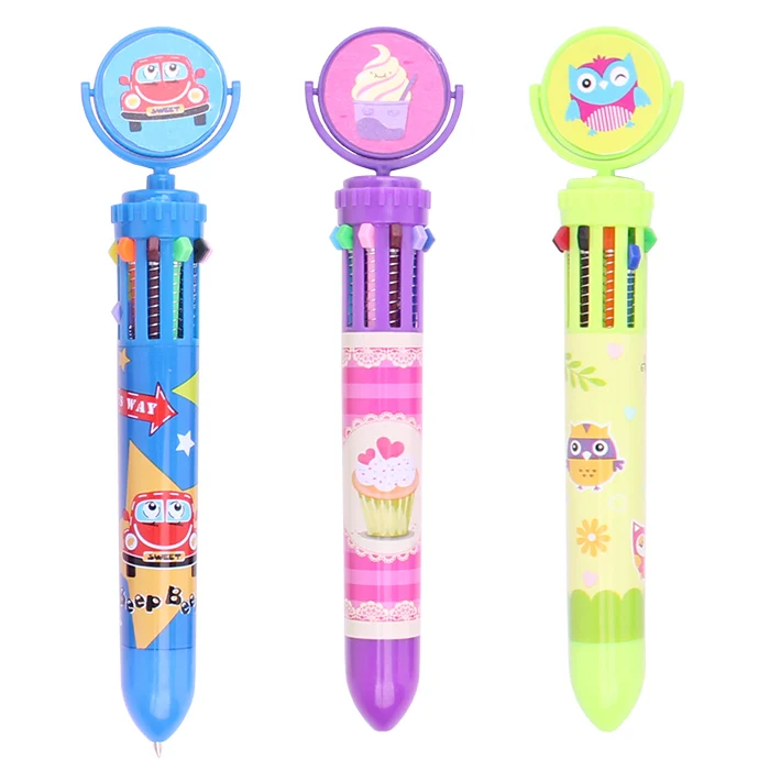 Licheng BP9109 10 Color Shuttle Pen, Fancy Multi Colored Retractable 10 in 1 Ballpoint Pen with Logo