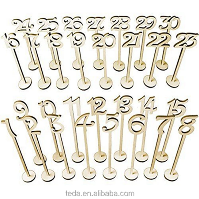 Laser engraved wooden table number for wedding decoration