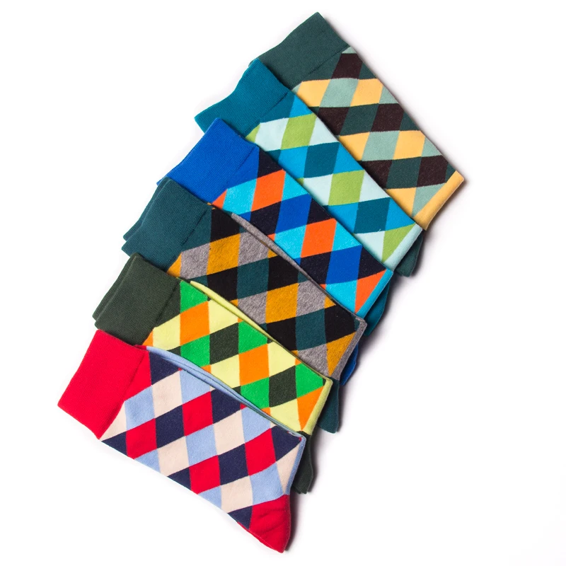 H- 017 ( Free Samples Stock Wholesale ) adults happy design colorful cotton crew dress socks wholesale man sock